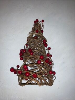 Unbranded Holiday Decor Brown Red Berry Twig Cone Tree One Size